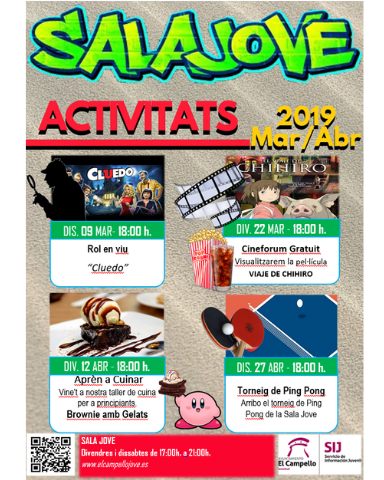 Actividades Sala Jove marzo y abril