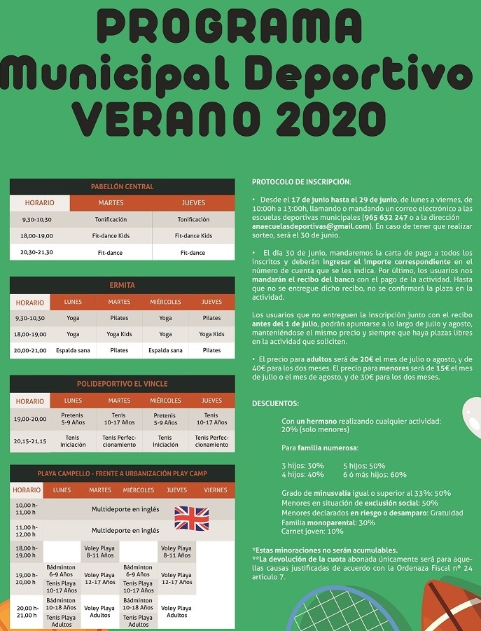 PROGRAMA MUNICIPAL DEPORTIVO Verano 2020