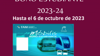 Convocatoria Ayudas al transporte. Bono estudiante 2023-24